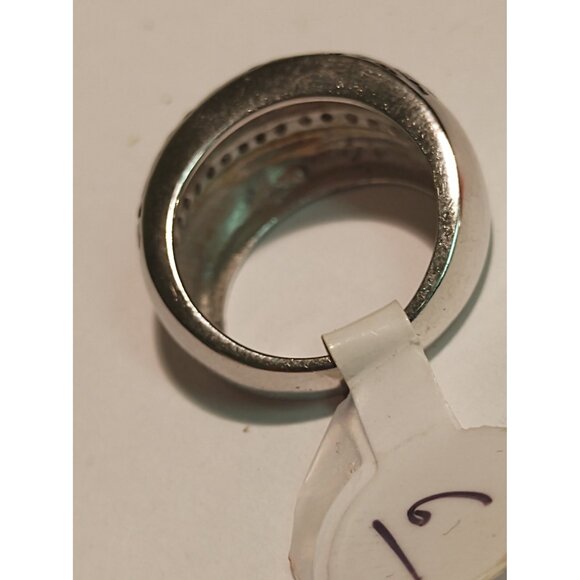 Sterling Silver 925 Women's Size 6 Ring Zirconia & Enamel Scrolled Design NEW - Picture 4 of 12